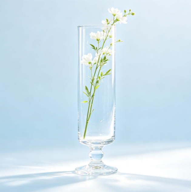 Tall stemmed glass vase